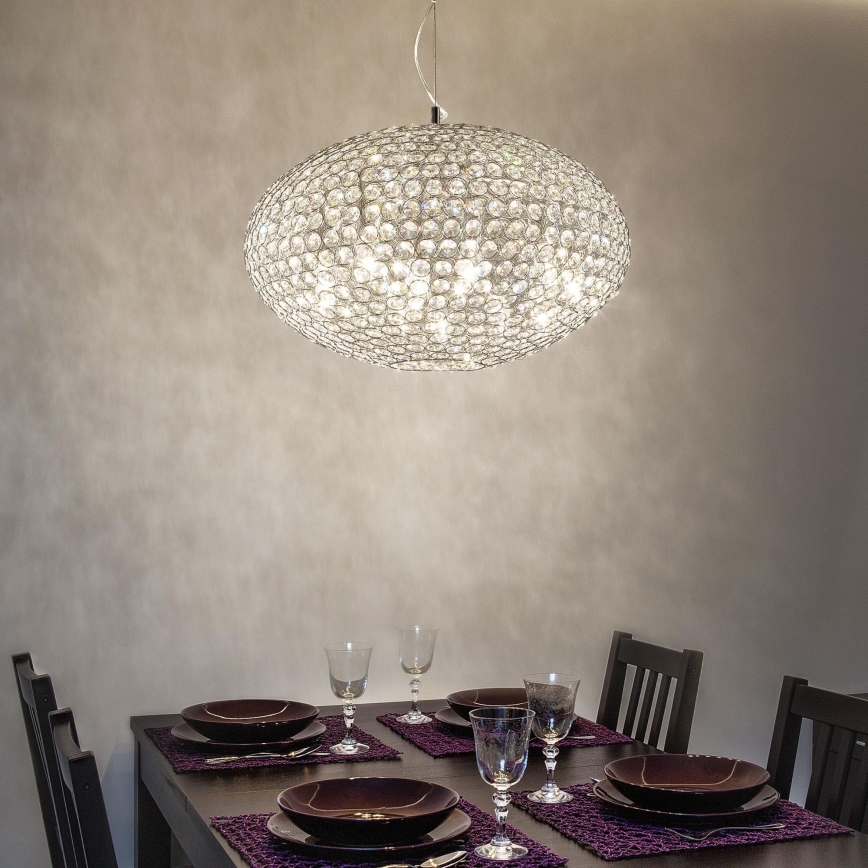 Ideal Lux - Lysekrone i krystal ORION 12xE14/40W/230V diameter 60 cm sølvfarvet