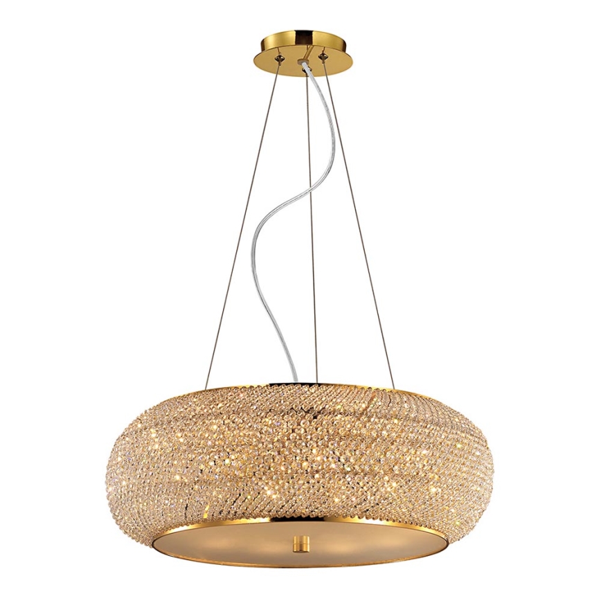 Ideal Lux - Lysekrone i krystal PASHA 10xE14/40W/230V diameter 55 cm guldfarvet