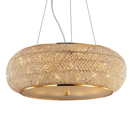 Ideal Lux - Lysekrone i krystal PASHA 10xE14/40W/230V diameter 55 cm guldfarvet