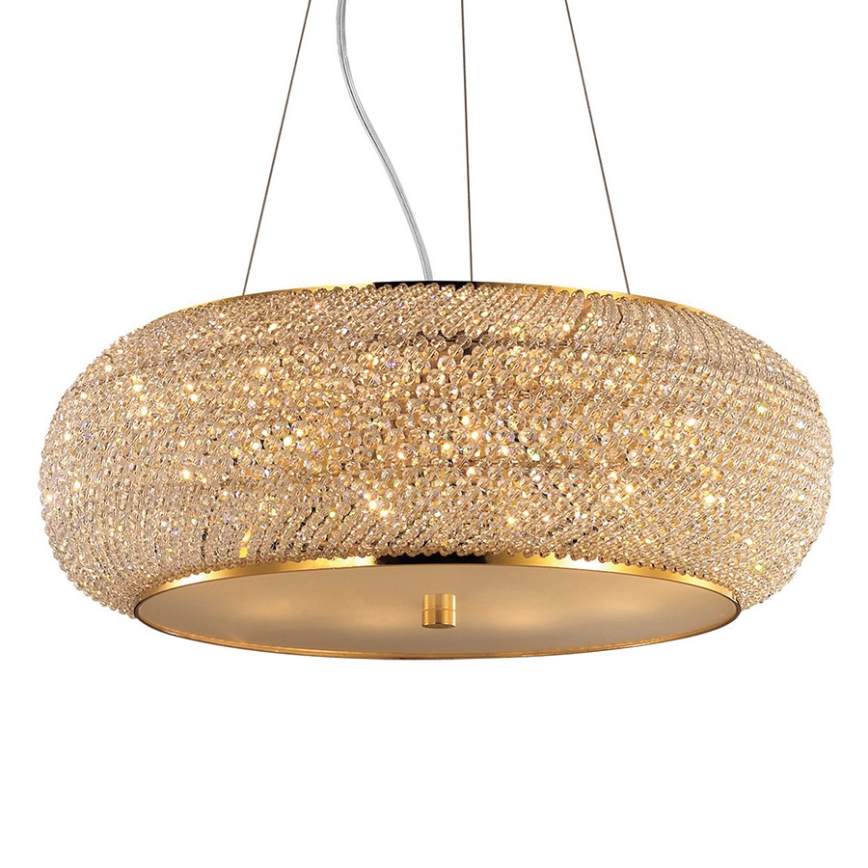 Ideal Lux - Lysekrone i krystal PASHA 10xE14/40W/230V diameter 55 cm guldfarvet