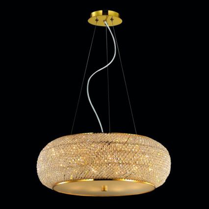 Ideal Lux - Lysekrone i krystal PASHA 10xE14/40W/230V diameter 55 cm guldfarvet