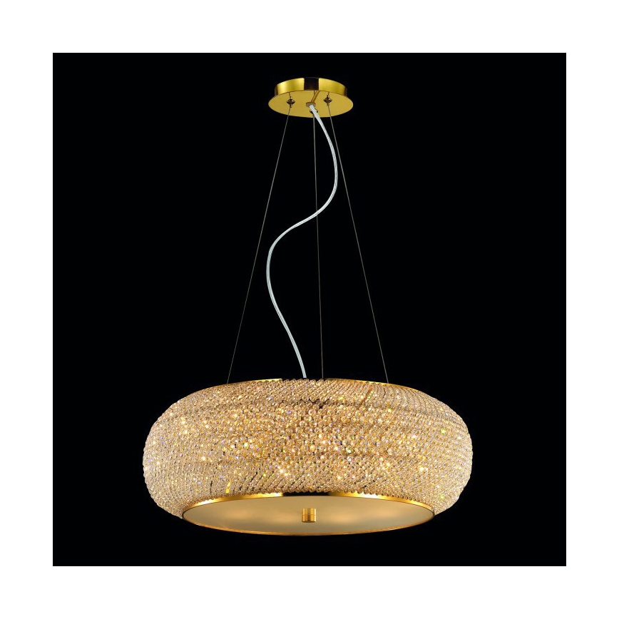 Ideal Lux - Lysekrone i krystal PASHA 10xE14/40W/230V diameter 55 cm guldfarvet