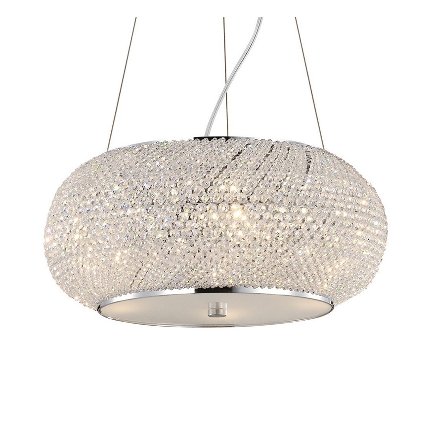 Ideal Lux - Lysekrone i krystal PASHA 10xE14/40W/230V diameter 55 cm skinnende krom