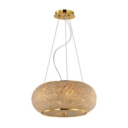 Ideal Lux - Lysekrone i krystal PASHA 14xE14/40W/230V diameter 65 cm guldfarvet