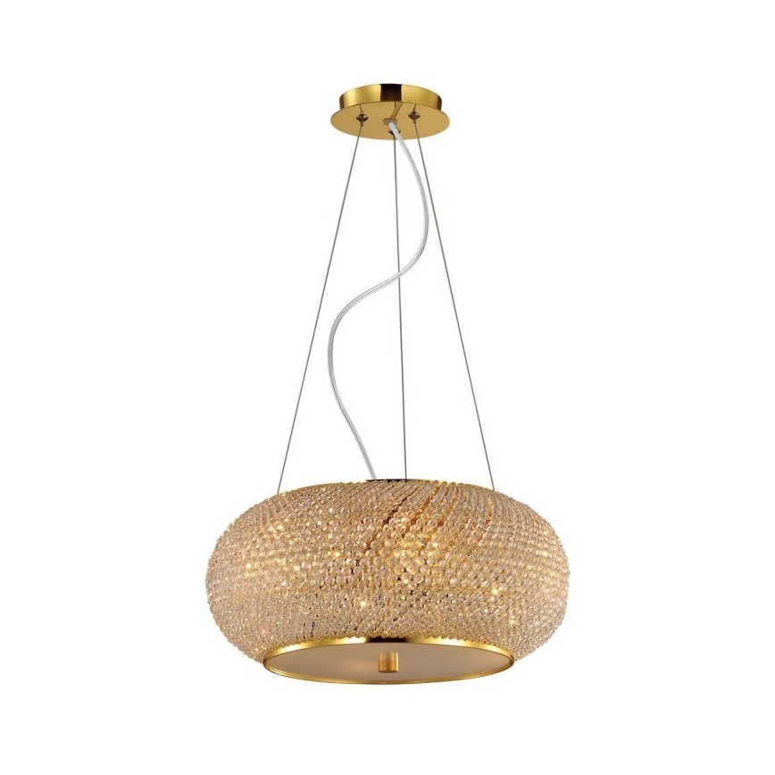 Ideal Lux - Lysekrone i krystal PASHA 14xE14/40W/230V diameter 65 cm guldfarvet