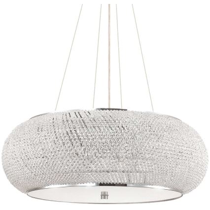 Ideal Lux - Lysekrone i krystal PASHA 14xE14/40W/230V diameter 65 cm skinnende krom