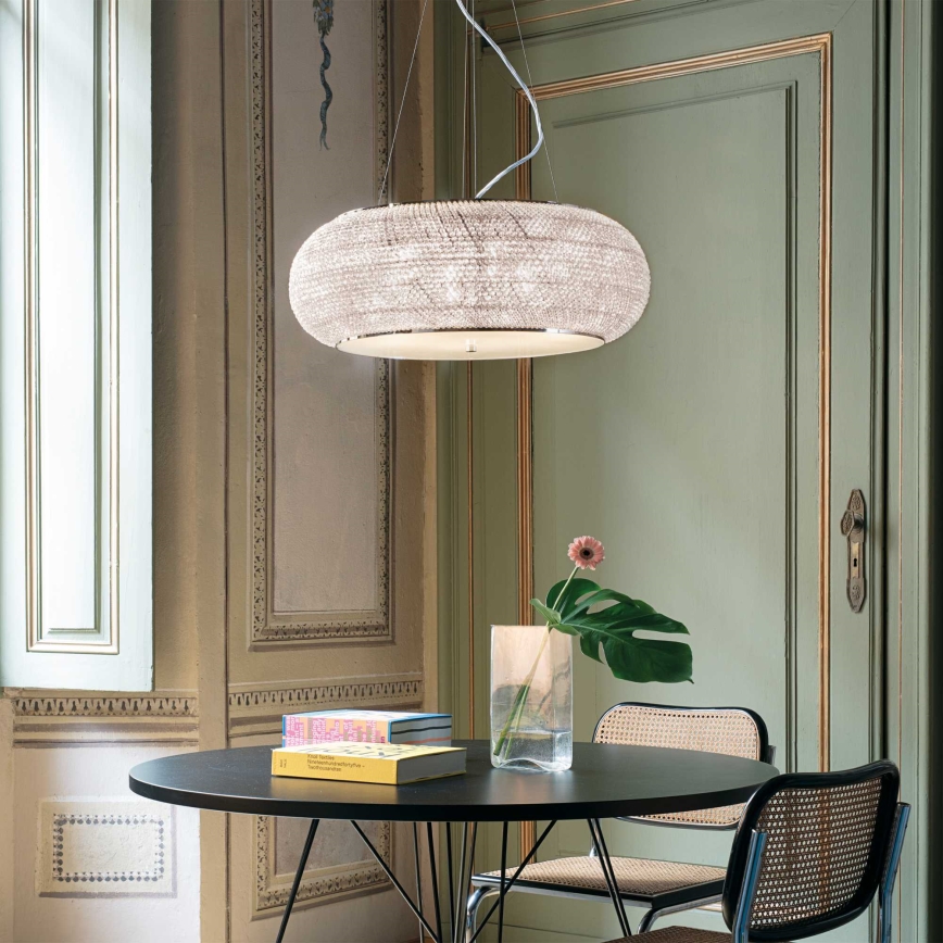Ideal Lux - Lysekrone i krystal PASHA 14xE14/40W/230V diameter 65 cm skinnende krom