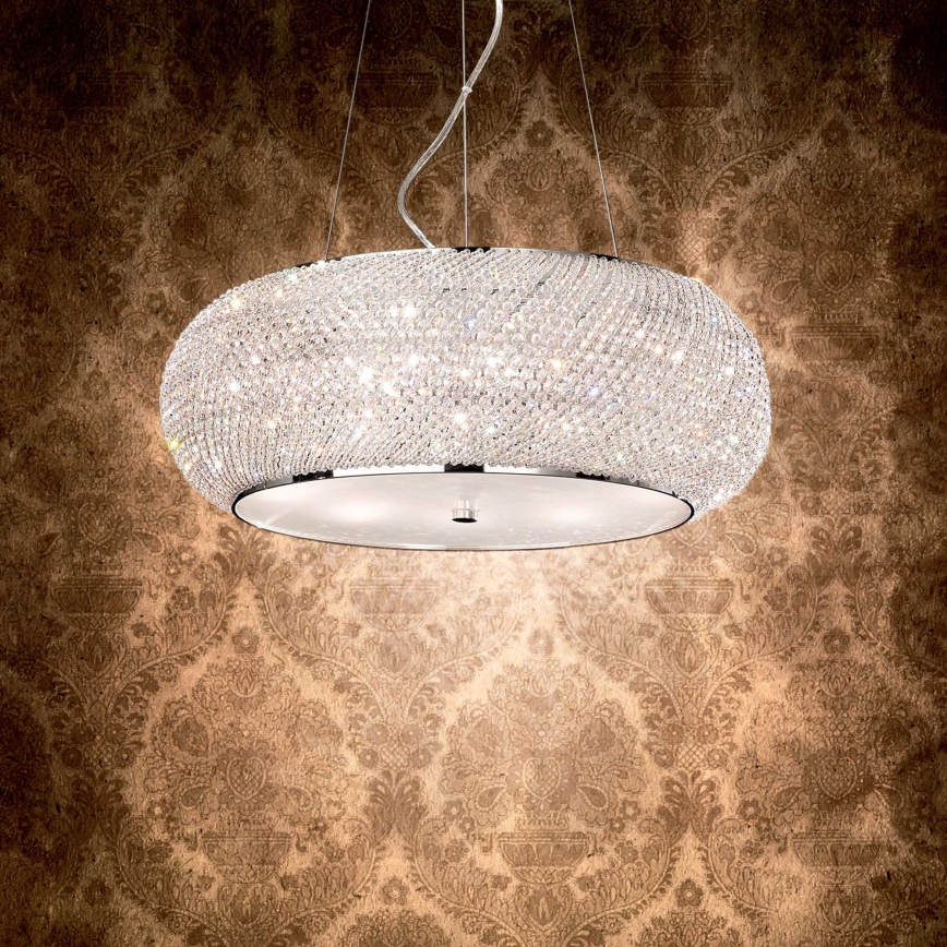 Ideal Lux - Lysekrone i krystal PASHA 14xE14/40W/230V diameter 65 cm skinnende krom