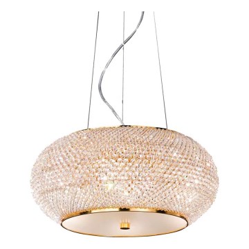 Ideal Lux - Lysekrone i krystal PASHA 6xE14/40W/230V diameter 40 cm guldfarvet