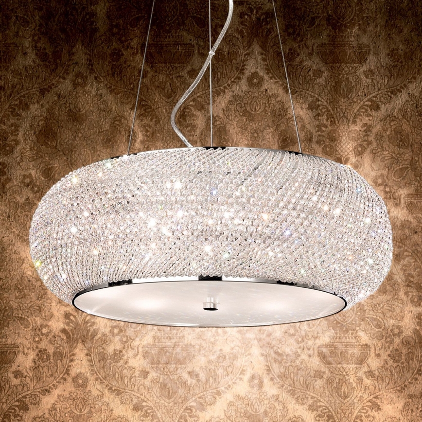 Ideal Lux - Lysekrone i krystal PASHA 6xE14/40W/230V diameter 40 cm skinnende krom