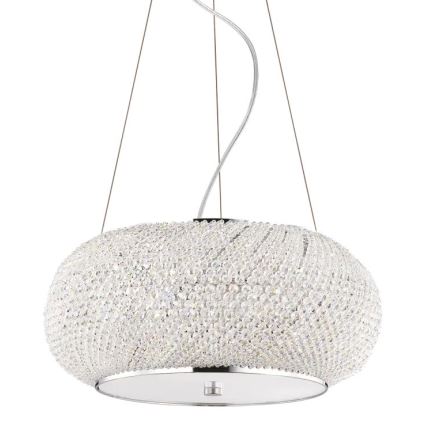 Ideal Lux - Lysekrone i krystal PASHA 6xE14/40W/230V diameter 40 cm skinnende krom