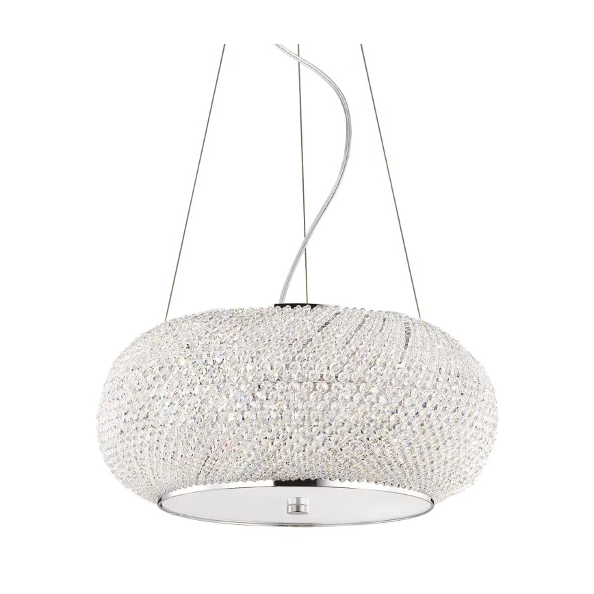 Ideal Lux - Lysekrone i krystal PASHA 6xE14/40W/230V diameter 40 cm skinnende krom