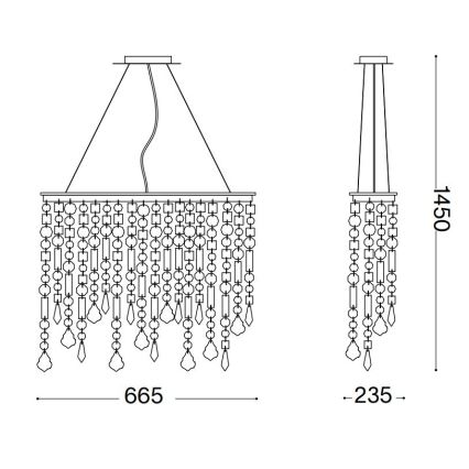 Ideal Lux - Lysekrone i krystal RAIN 5xE14/40W/230V transparent
