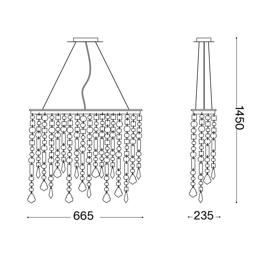 Ideal Lux - Lysekrone i krystal RAIN 5xE14/40W/230V transparent