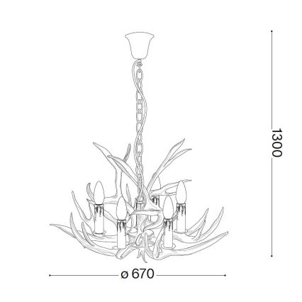 Ideal Lux - Lysekrone m. kædeophæng CHALET 6xE14/40W/230V gevir