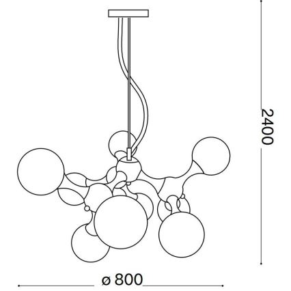 Ideal Lux - Lysekrone med kabelophæng NODI 9xE14/28W/230V Ø 80 cm messing/hvid