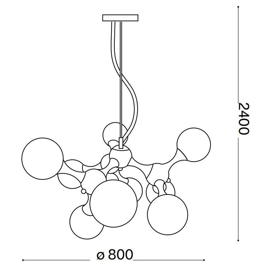 Ideal Lux - Lysekrone med kabelophæng NODI 9xE14/28W/230V Ø 80 cm messing/hvid