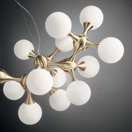 Ideal Lux - Lysekrone med wire NODI 15xE14/28W/230V Ø 105 cm messing/hvid