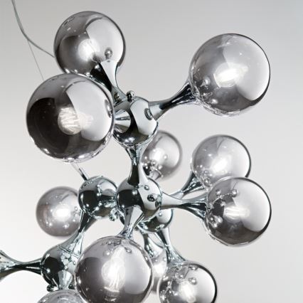 Ideal Lux - Lysekrone med wireophæng NODI 15xE14/28W/230V Ø 105 cm blank krom