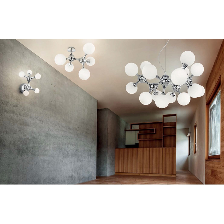Ideal Lux - Overflademonteret loftlampe NODI 5xE14/28W/230V 50x55 cm blank krom/hvid