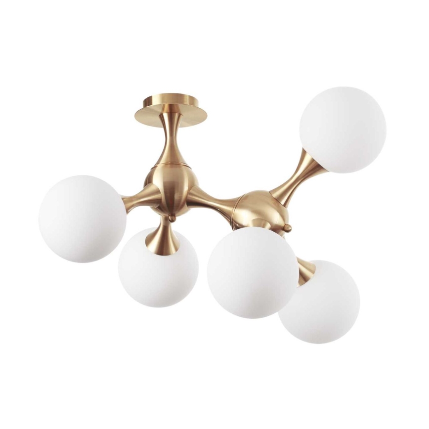 Ideal Lux - Overflademonteret lysekrone NODI 5xE14/28W/230V 50x55 cm messing/hvid