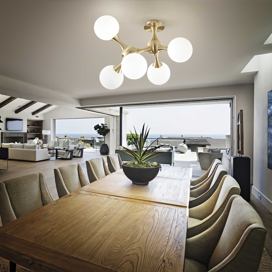 Ideal Lux - Overflademonteret lysekrone NODI 5xE14/28W/230V 50x55 cm messing/hvid