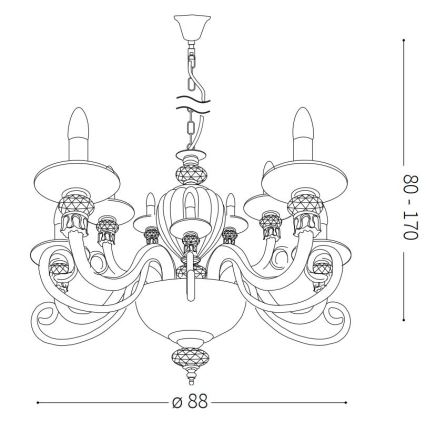 Ideal Lux - Pendel BARONET 15xE14/40W/230V