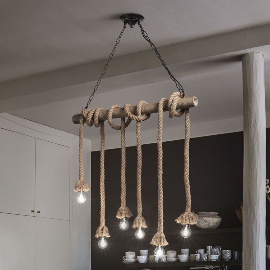 Ideal Lux - Pendel CANAPA 6xE27/15W/230V brun