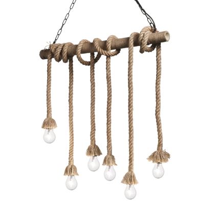 Ideal Lux - Pendel CANAPA 6xE27/15W/230V brun