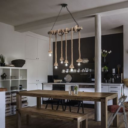 Ideal Lux - Pendel CANAPA 6xE27/15W/230V brun