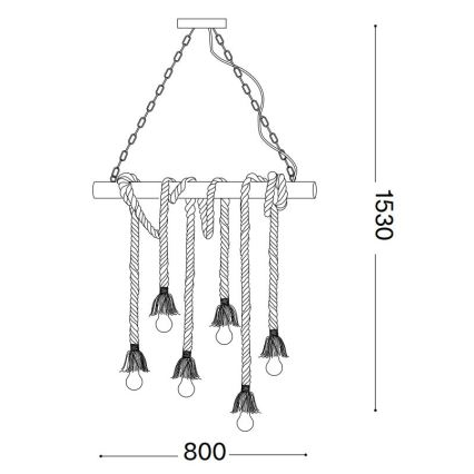 Ideal Lux - Pendel CANAPA 6xE27/15W/230V brun