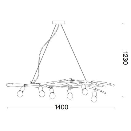Ideal Lux - Pendel DRIFTWOOD 6xE27/60W/230V
