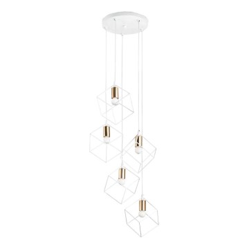 Ideal Lux - Pendel ICE 5xE27/60W/230V diameter 50 cm hvid