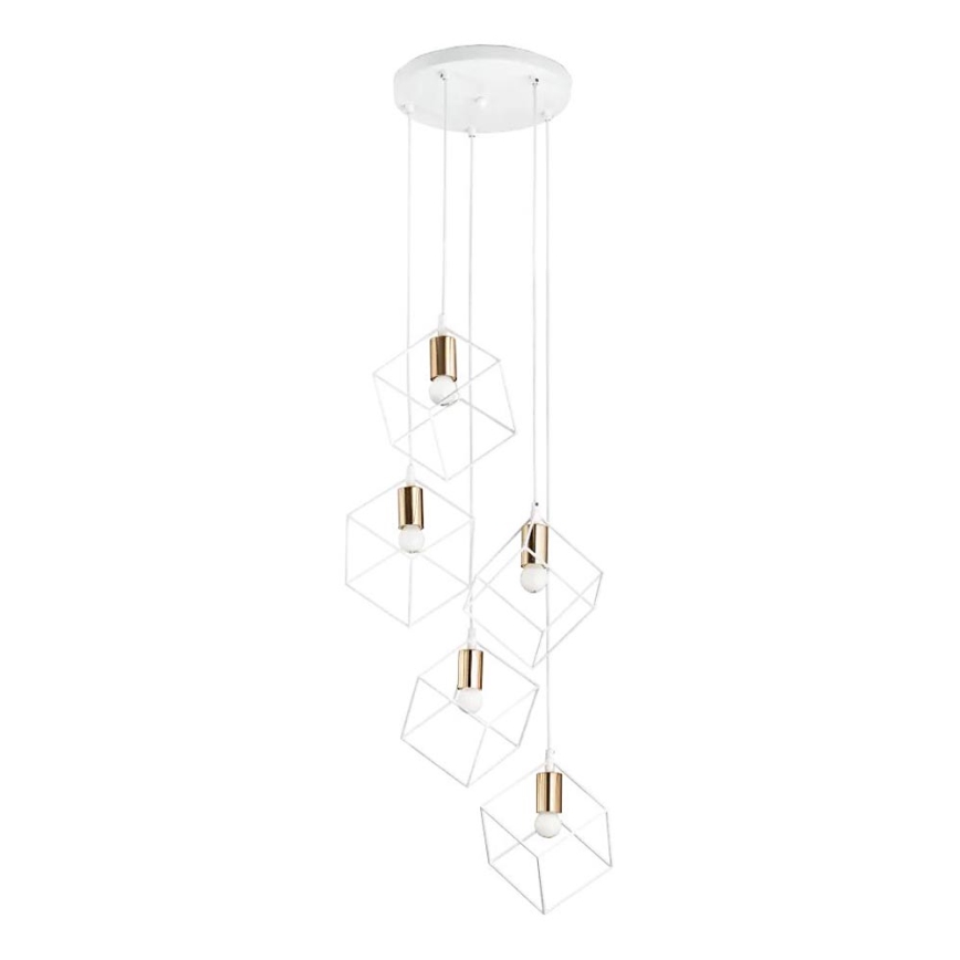 Ideal Lux - Pendel ICE 5xE27/60W/230V diameter 50 cm hvid