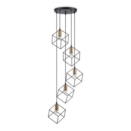 Ideal Lux - Pendel ICE 5xE27/60W/230V diameter 50 cm sort