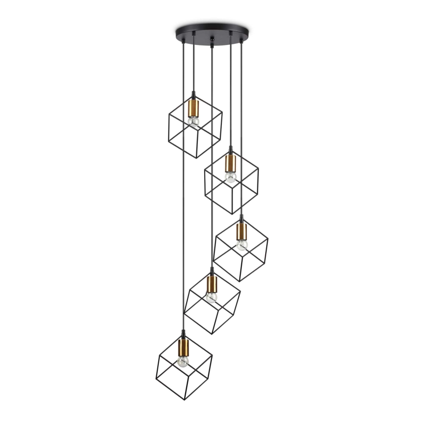 Ideal Lux - Pendel ICE 5xE27/60W/230V diameter 50 cm sort