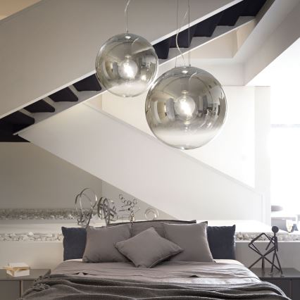 Ideal Lux - Pendel MAPA 1xE27/42W/230V diameter 50 cm grå/røget
