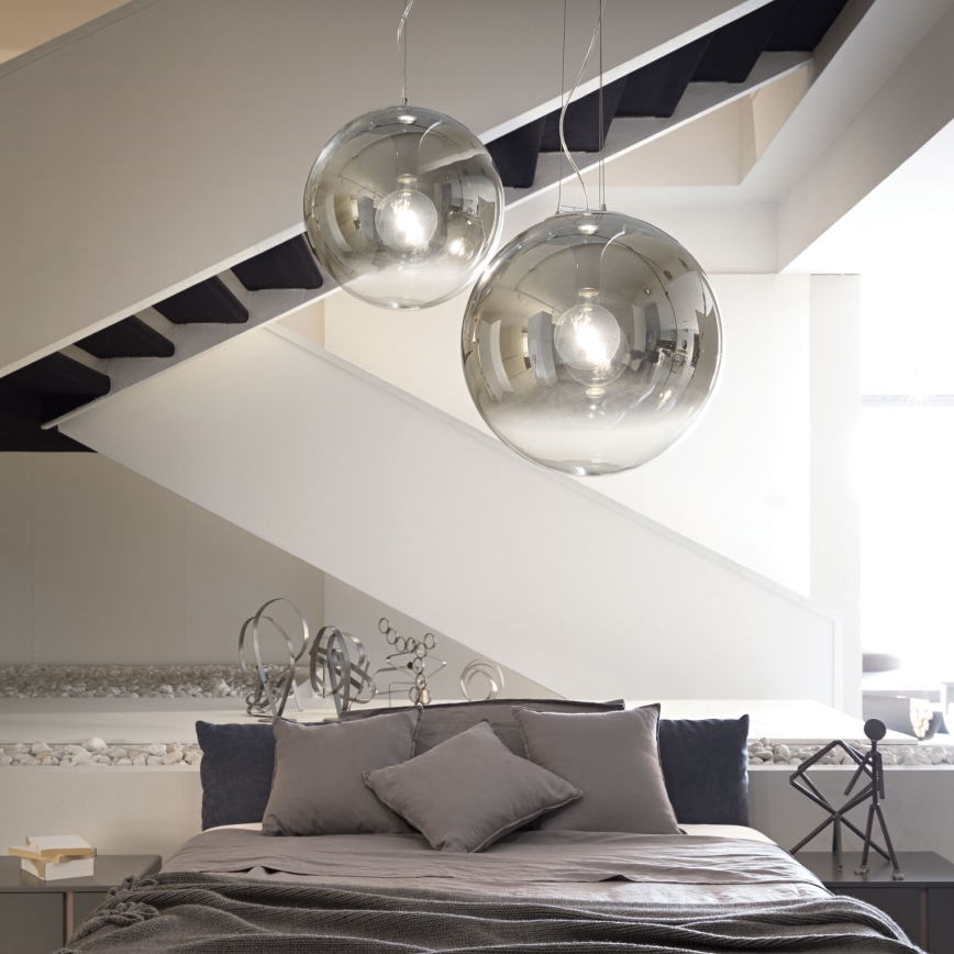 Ideal Lux - Pendel MAPA 1xE27/42W/230V diameter 50 cm grå/røget