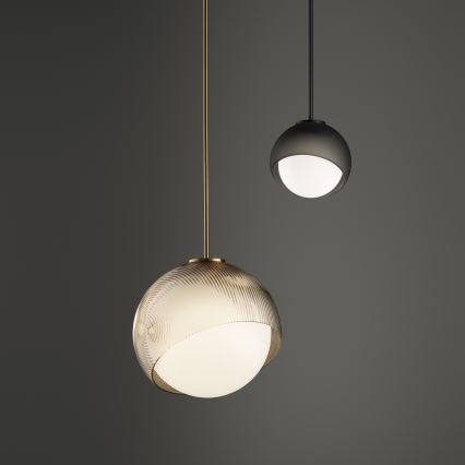 Ideal Lux - Pendel med wire BLOOM 1xE27/42W/230V Ø 30 cm guld/røget beige