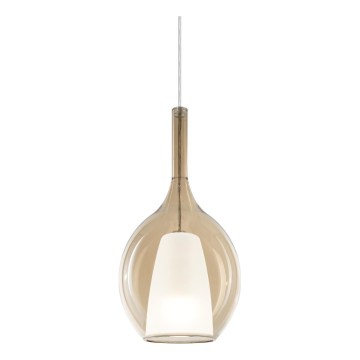 Ideal Lux - Pendel med kabel KALIQUE 1xE27/42W/230V Ø 18 cm røget beige