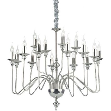 Ideal Lux - Pendel med kædeophæng ARTU 16xE14/40W/230V diameter 90 cm skinnende krom