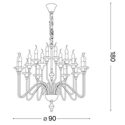 Ideal Lux - Pendel med kædeophæng ARTU 16xE14/40W/230V diameter 90 cm skinnende krom