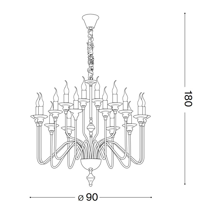 Ideal Lux - Pendel med kædeophæng ARTU 16xE14/40W/230V diameter 90 cm skinnende krom
