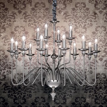 Ideal Lux - Pendel med kædeophæng ARTU 16xE14/40W/230V diameter 90 cm skinnende krom