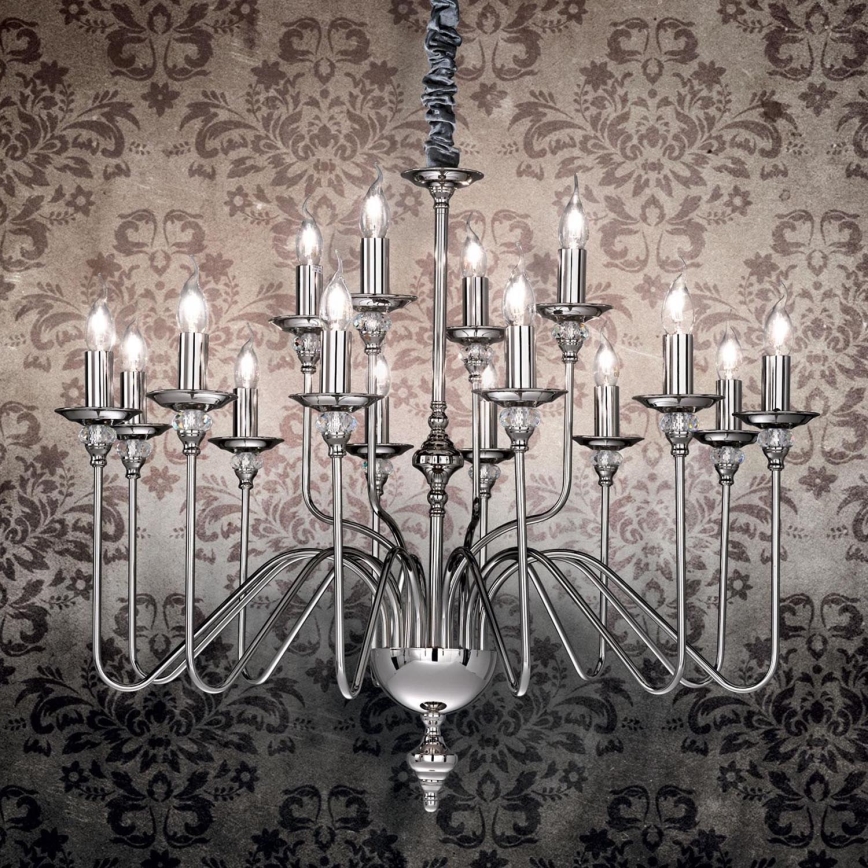 Ideal Lux - Pendel med kædeophæng ARTU 16xE14/40W/230V diameter 90 cm skinnende krom
