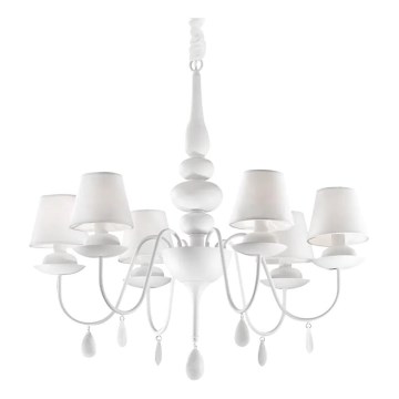 Ideal Lux - Pendel med kædeophæng BLANCHE 6xE14/40W/230V diameter 75 cm hvid