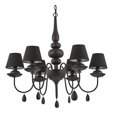 Ideal Lux - Pendel med kædeophæng BLANCHE 6xE14/4W/230V diameter 75 cm sort