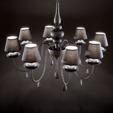Ideal Lux - Pendel med kædeophæng BLANCHE 8xE14/40W/230V diameter 92 cm sort