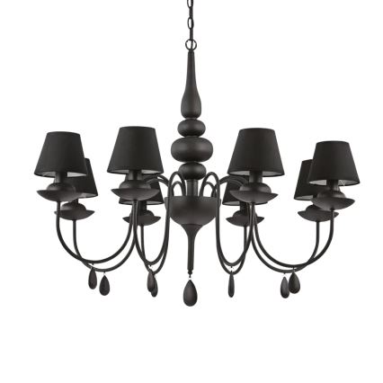 Ideal Lux - Pendel med kædeophæng BLANCHE 8xE14/40W/230V diameter 92 cm sort