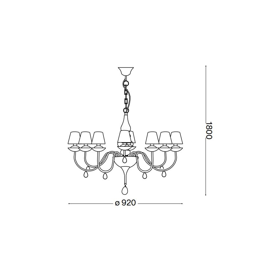 Ideal Lux - Pendel med kædeophæng BLANCHE 8xE14/40W/230V diameter 92 cm sort
